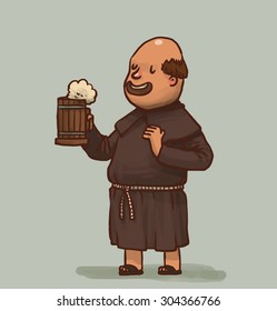 monk with a beer, vector