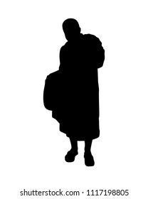 Monk in buddhism silhouette vector