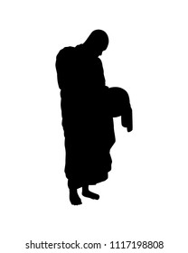 Monk in buddhism silhouette vector
