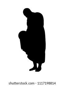 Monk in buddhism silhouette vector