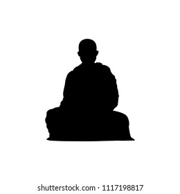 Monk in buddhism silhouette vector