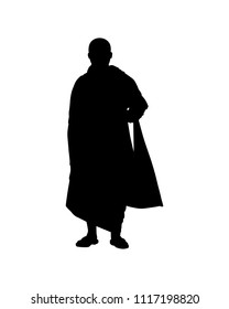 Monk in buddhism silhouette vector