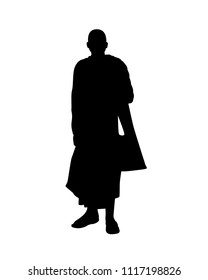 Monk in buddhism silhouette vector