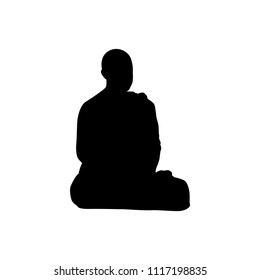Monk in buddhism silhouette vector