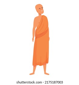 Monk buddhist icon cartoon vector. Priest meditation. Man sage