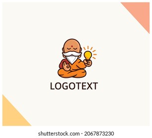 Monk with Bulb logo illustration design [vector]