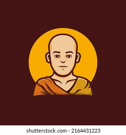 Monk cartoon mascot logo template