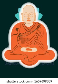 monk in deep meditation a vector illustration . This illustration can make a logo of monk in meditation in his close eyes and t-shirt design would be great flat style design good for printing also .