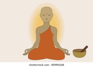 A Monk Doing Yoga and Meditation