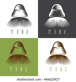 monk face set vector simple design illustration