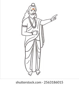 Monk, figure, graphic, male, artwork, design, sketch, Saint, spiritual, Indian tradition, ascetic, holy man, mystic, spiritual vector.