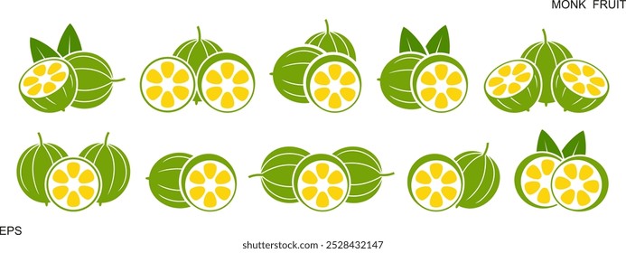 Monk fruit logo.  Isolated Monk fruit on white background