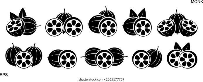 Monk fruit logo.  Isolated Monk fruit on white background