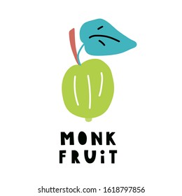 Monk fruit. Vector hand drawn illustration on white background.