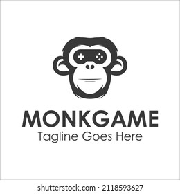 Monk Game Logo Design Template with joystick icon simple and unique. perfect for business, company, wildlife, store, mobile, etc.