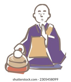 Monk giving sutra, vector illustration