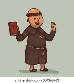 monk with a holy book, vector