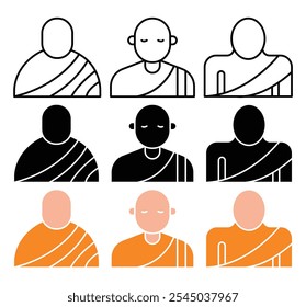 Monk icon in black and colored versions.