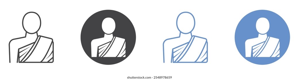 Monk icon flat line symbol set.