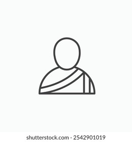 Monk icon set vector in black and white colors