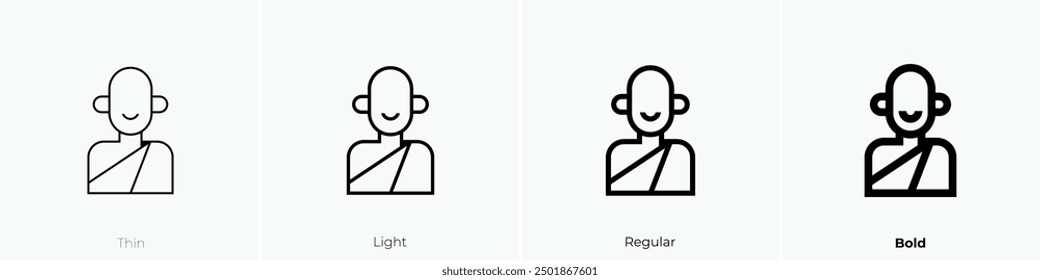 monk icon. Thin, Light Regular And Bold style design isolated on white background