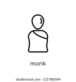 Monk icon. Trendy modern flat linear vector Monk icon on white background from thin line Religion collection, editable outline stroke vector illustration