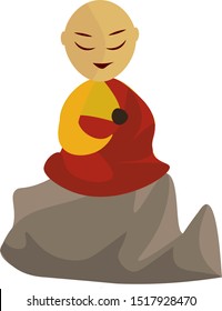 Monk, illustration, vector on white background.
