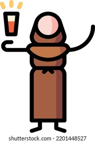 monk isolated design element stock illustration. Vector on a white background