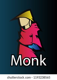 monk. logo icon has mean integrity creative, active, honor and playful. 