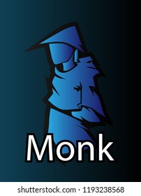 monk. logo icon has mean integrity creative, active, honor and playful. 