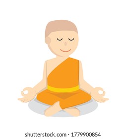 monk meditate design character on white background