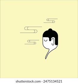 monk meditation flat vector illustration lineart. Eps 10