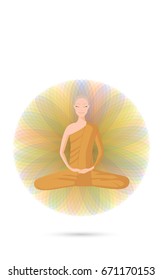 monk meditation in front of bothi leaf 