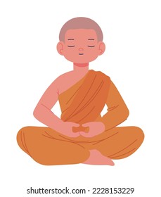 monk in meditation pose icon isolated
