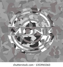 Monk on grey camouflage pattern