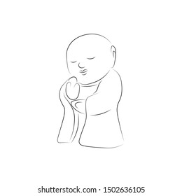 Monk prayer , line art vector