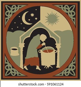 Monk produced beer, miniature