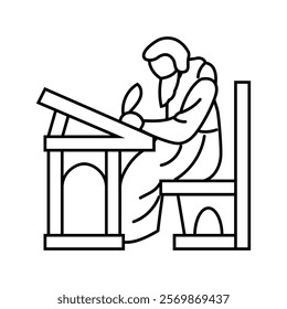 monk scribe byzantine line icon vector. monk scribe byzantine sign. isolated contour symbol black illustration