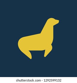 monk seal icon, monk seal symbol. Flat vector sign isolated on blue background. Simple vector illustration for graphic and web design.