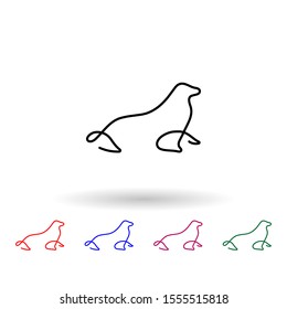 Monk seal one line multi color icon. Simple thin line, outline vector of animals one line icons for ui and ux, website or mobile application