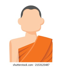 Monk in simple flat vector. personal profile icon or symbol. Religions people concept vector illustration.