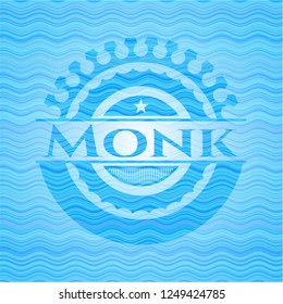 Monk sky blue water wave badge.