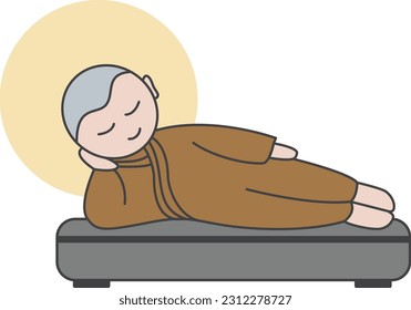 Monk with Sleeping pose on the table