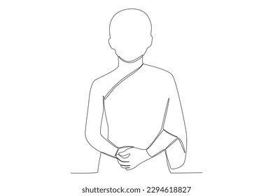 A monk stands with his arms folded. Monk one-line drawing