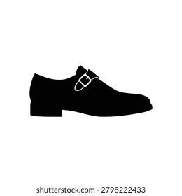 Monk strap shoe silhouette icon vector flat design.