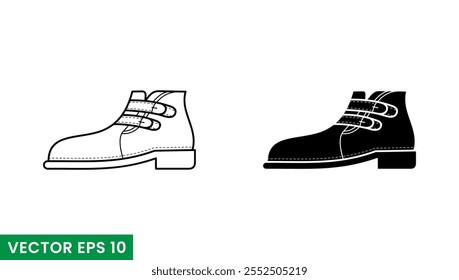 monk strap shoes line art and glyphs vector icon isolated on white background