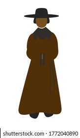 Monk vector illustration. Isolated on a white background. Flat style