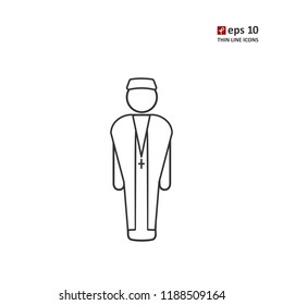 Monk - vector thin line icon on white background. Symbol for web, infographics, print design and mobile UX/UI kit. Vector illustration, EPS10.