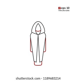 Monk - vector thin line icon on white background. Symbol for web, infographics, print design and mobile UX/UI kit. Vector illustration, EPS10.