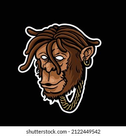 monkay rapper illustration logo sticker